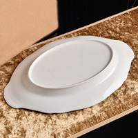 Elegante Plato Desechable Ecológico de Porcelana China No Tóxica con Doble Asa, Borde Dorado, Diseño Floral Moderno y Sencillo para el Hogar