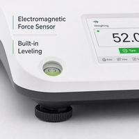 Balance analytique 220g, précision 0,1mg, écran tactile, RS232 USB, calibration externe pour la recherche en laboratoire et le contrôle qualité (pesage)