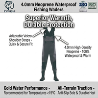 Waders en néoprène Cleated Bootfoot Hommes Waders de poitrine Imperméable Pêche et chasse Waders de poitrine en néoprène