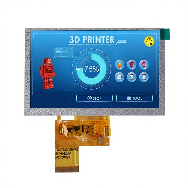 5 Inch IPS TFT LCD Screen Module 800x480 Resolution RGB 40-Pin Interface Full Viewing Angle High Brightness ST7262 Controller