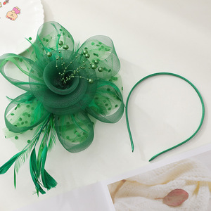 Go Party Wedding Party Plumes Filet Voile Maille Fleur Bandeau Femmes Coiffe de Mariée Fantaisie Pince à Cheveux - Product Image 6