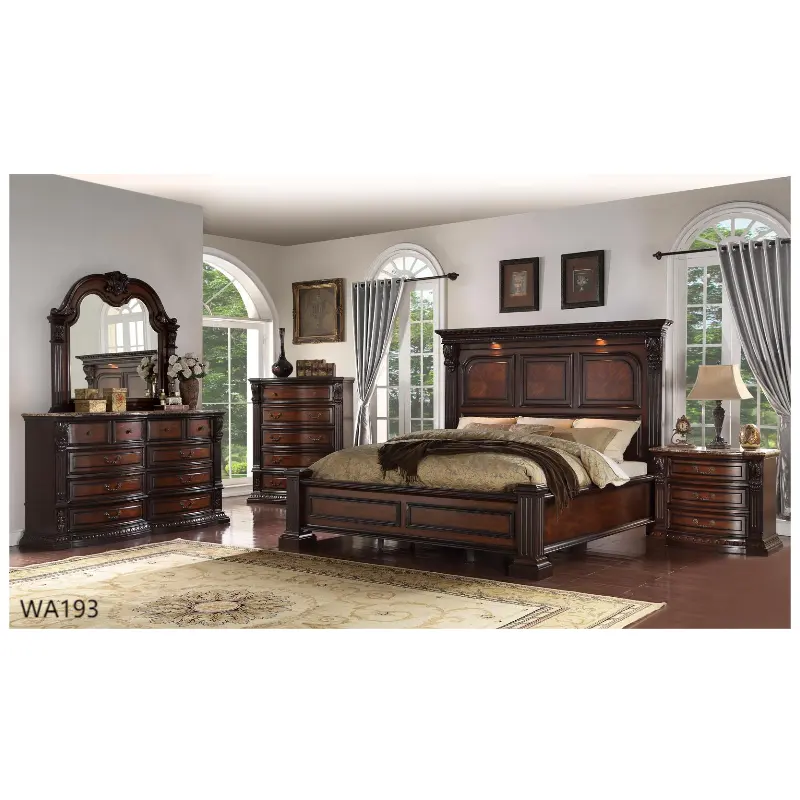 Meubles de chambre à coucher ENSEMBLES en bois Couleur Design Lit Matériel WA193