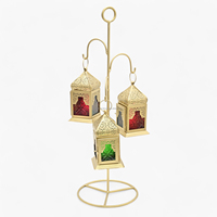 Nouveau sol marocain lanterne porte-lumière nouveauté éthique décoration de la maison bas métal verre pot lampe en fer Ramadan