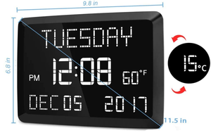 Dễ Dàng Thao Tác Đầy Đủ Thông Tin Thiết Kế Thanh Lịch Đồng Hồ Lịch Kỹ Thuật Số Lớn 11.5 Inch Với Thời Gian, Ngày Tháng, Ngày Trong Tuần - Product Image 3