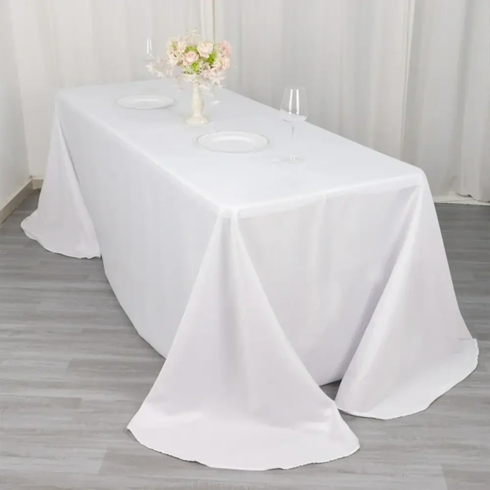 Белые чехлы для стола многоразовая полиэфирная прямоугольная скатерть для свадебного показа