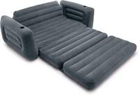 Ensemble de meubles gonflables portables gris de taille Queen Matelas pneumatique et 2 chaises longues à canapé coulissant avec fonction de rangement pour les invités