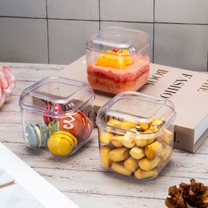 Boîte de rangement carrée en plastique transparent avec couvercle, empilable, pour desserts, collations, petits objets, organisateur - Product Image 3