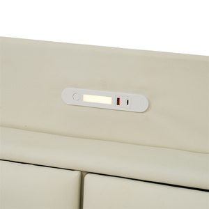Lit plateforme moderne personnalisé en PU, taille Queen, avec cadre flottant, tête de lit avec rangement et veilleuse à capteur tactile - Product Image 5
