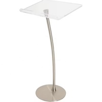 Lucite acrylique clair Podium chaire pupitre plate-forme de podium incurvée partie centrale acrylique est faite de podium en plexiglas en acier