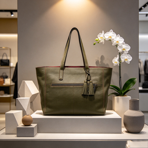 Sac fourre-tout en cuir décontracté avec pompon décoratif, grand sac à main de rangement pour le travail, les voyages et les sorties quotidiennes - Product Image 1