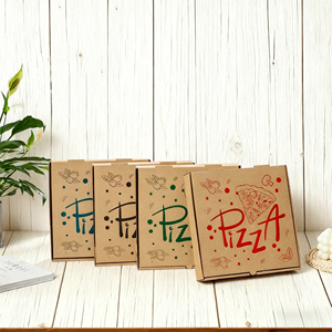 Caja de pizza Logotipo personalizado Caja de papel de grado alimenticio de dibujos animados elegante con logotipo Tienda de pizza Caja de embalaje de alimentos - Product Image 5