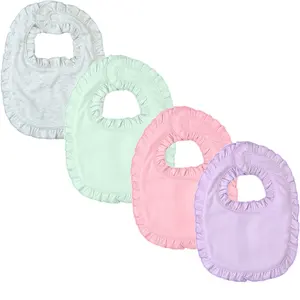 custom newborn bib 100% cotton personalized baby shower gift Blank girl ruffle bibs
