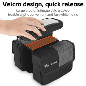 Sac de cadre de vélo WEST BIKING en cuir TPU avec écran tactile, grande capacité 7 pouces, accessoires de vélo - Product Image 4