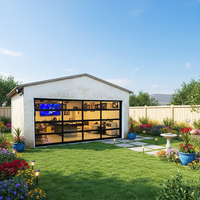 8 Ft X 18 Ft Design Moderne 10x10 Maison Conteneur Automatisé Double Volet Pleine Vue Porte de Garage Cadre en Verre Noir Ouverture Manuelle