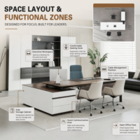 Scrivania Direzionale con Credenza, Gestione Cavi e Piano in Legno per Progetti Commerciali, OEM ODM Disponibile