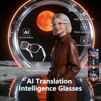 Lunettes Intelligentes de Traduction IA F62, Lunettes Audio Intelligentes à Commande Tactile, Traduction Vocale en Temps Réel, Appel Musical BTE5.4