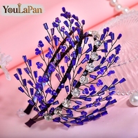 YouLaPan – bandeau bleu élégant pour femmes, associé à des strass, adapté aux mariages, aux danses, aux fêtes, accessoires de cheveux élégants, YXA282