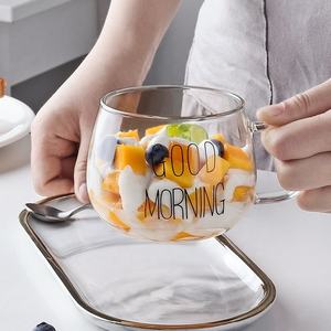 Taza de vidrio transparente personalizada de fábrica Taza de vidrio de café de jugo de leche de desayuno de alto borosilicato de gran capacidad - Product Image 4