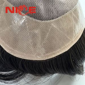 Prothèse capillaire <span class=keywords><strong>DMC</strong></span> durable en cheveux humains fins, toupet pour hommes, unités capillaires économiques, systèmes capillaires pour hommes avec revêtement en polyuréthane - Product Image 3