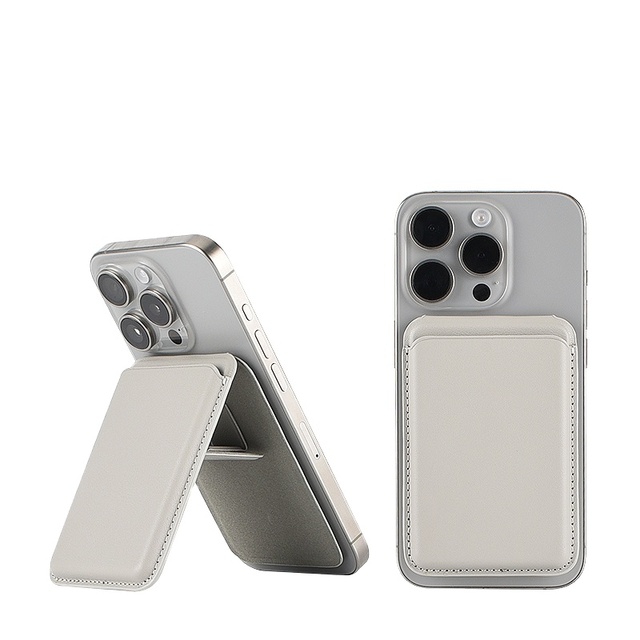 Thin High Quality Fashion Magsafe Stand Phone Case PU Leather Credit Card Holder Customizable Design for iPhone 16/15/14/13/12