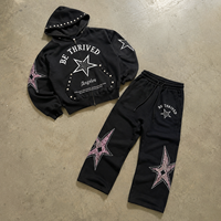 Pantalon de survêtement large personnalisé avec cordon de serrage pour homme, imprimé sérigraphié vintage, en coton épais, style streetwear ample