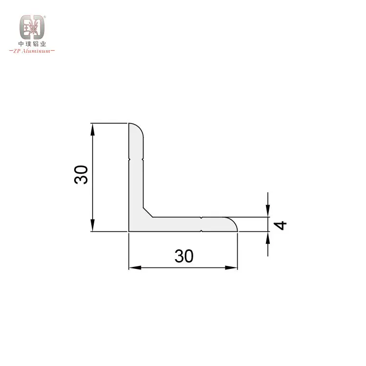 Sudut Profil Aluminium Sudut Kanan 90 Derajat Pembengkokan Sudut L Ekstrusi