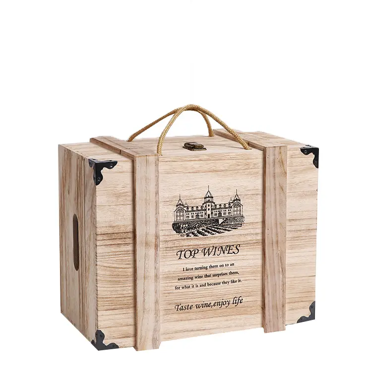 Carrying wine wooden box foreign wine gift packaging box