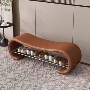Banco para zapatos minimalista de estilo italiano para la entrada, banco alargado creativo de diseño moderno, taburete para el pie de la cama - Product Image 2