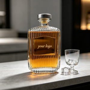 Hot Sales Luxury 500ml Square Empty Glass Bottle with Cork Cap Custom Design for Liquor Brandy Vodka <strong>Gin</strong> Packaging - Product Image 3