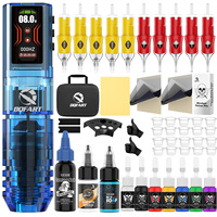 Kit complet de machine à tatouer sans fil pour débutants, comprenant des cartouches d'aiguilles à tatouer, de l'encre à tatouer et des accessoires.