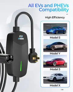 NACS 240V 32A 7.68KW USA Home Portable Fast Car EV Charger Station For Tesla Model 3 S Mobile Phone With Holder Organizer