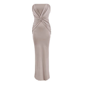 <span class=keywords><strong>Robe</strong></span> de soirée <span class=keywords><strong>longue</strong></span> pour femme, coupe trapèze, en soie de lait, à épaules dénudées et taille torsadée, élégante, couleur unie, longueur ras du sol, pour occasions formelles - Product Image 4