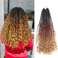 Extensions de cheveux synthétiques Goddess Box Braids au crochet, 14-20 pouces, avec pointes bouclées, style bohème ombré