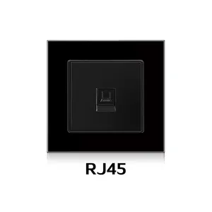 hot sale factory price universal telephone RJ11 RJ45 TV tempered glass wall outlet socket luxury switch socket