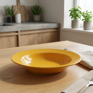 Bol de service en céramique émaillée artisanale de luxe, design minimaliste, durable, compatible lave-vaisselle, pour fêtes, pâtes, salades, céréales, fruits - Product Image 1