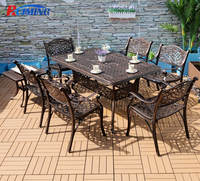 Mobilier d'extérieur imperméable Patio Garden Rectangle Table à manger et chaises Ensemble de jardin en fonte d'aluminium