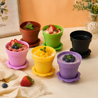 Pot à gâteau créatif en plastique, pot à fleurs, coupe à dessert avec couvercle en dôme, coupe à mousse, coupe à glace, récipient de cuisson DIY pour la décoration de fête