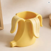 Porte-crayons en plastique en forme de banane, support créatif et amusant pour baguettes/cuillères, design incurvé artistique et moderne, portable