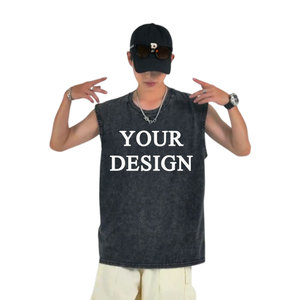 Washed Summer Sleeveless T-shirt Vest Men's Loose Trendy Retro Style Sleeve Outerwear Sports Plus Size T-shirt - Product Image 3