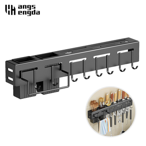 Stainless Steel Knife Rack Wall Mounted Non-Perforated Shelf NailFree Storage Rack Cutlery Rack Cutlery Hook Kitchen Accessories