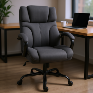 Silla de Oficina Ejecutiva Gris Oscuro, Silla Giratoria Ajustable en Altura, Capacidad de 500 lb - Product Image 2