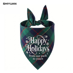 शियान क्रिसमस कुत्ते बन्ना के लिए पालतू लार तौलिया प्रिंट नरम और आरामदायक क्रिसमस के प्लेड डॉग बन्ना - Product Image 3