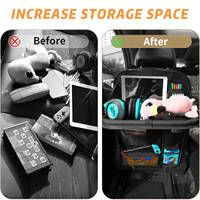 Lot de 2 organiseurs de siège arrière de voiture en cuir pour enfants avec plateau pliable, grandes poches pour les essentiels de voyage
