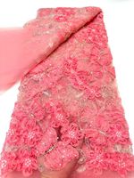 Tissu en velours bio de luxe bleu roi avec broderie florale 3D, appliques, sequins et perles de haute qualité pour la couture de créations pour filles