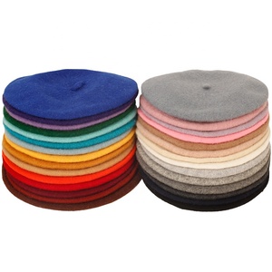 Vente en gros de bérets bon marché personnalisés chapeaux en laine de couleur unie chapeau béret d'automne de peintre français uni et chaud pour femmes - Product Image 4