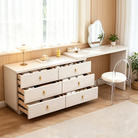 Commode moderne extensible en bois avec 6 tiroirs et miroir sur pied pour chambre d'appartement ou dressing