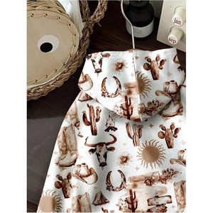 Sweat à capuche graphique léger à manches longues pour femme FOXA, style western, 100 % coton respirant - Product Image 5