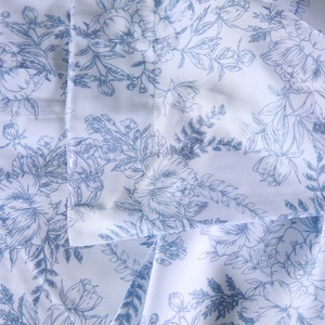 Lenzuolo Piatto di Lusso in Cotone Egiziano Percalle Stampato Organico con Motivo Floreale Blu 300TC con Federa - Product Image 5