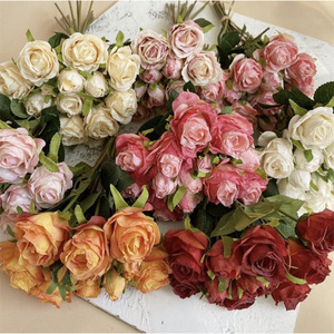 Bouquet de roses artificielles Gardenia, 13 têtes, fleurs en soie, style vintage, décoration de mariage, décoration de la maison, accessoire de photographie - Product Image 1