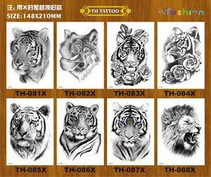 Vente en gros tigre lion loup <span class=keywords><strong>bras</strong></span> complet dos épaule temporaire étanche autocollants de <span class=keywords><strong>tatouage</strong></span> personnalisés pour homme femme - Product Image 3